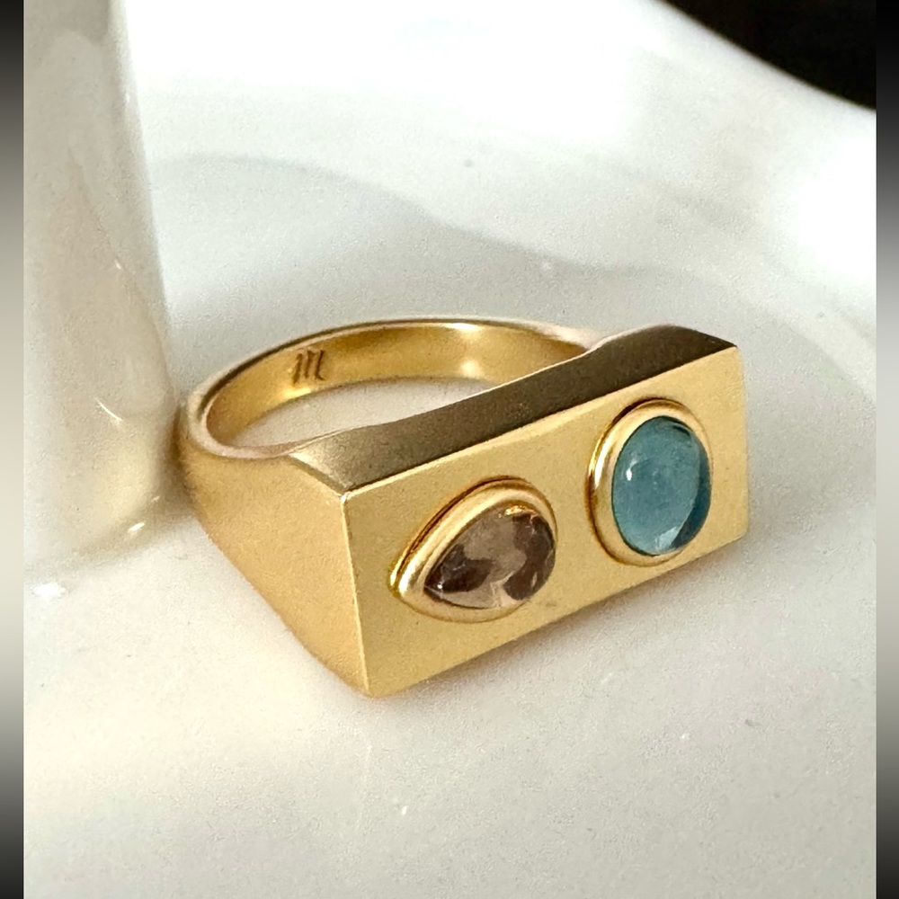 Gold Ring with Dual Gemstones